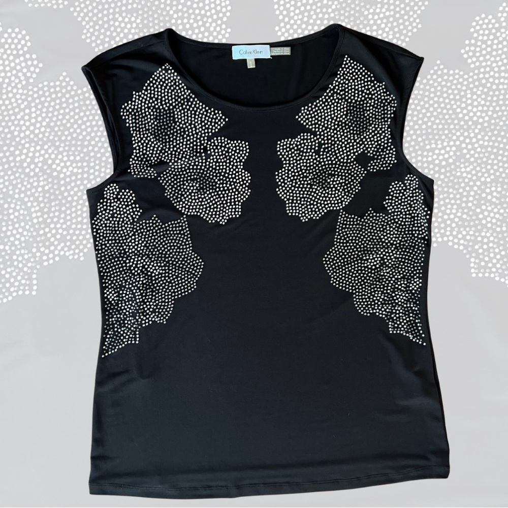 Calvin Klein Black Tank with Silver Studded Design